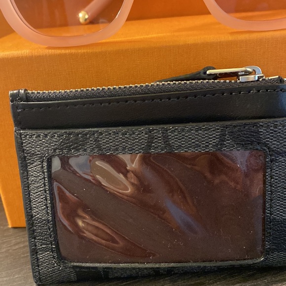 COACH 💎🖤💘BLACK & GRAY 5 POCKET CARD HOLDER - COIN PURSE - KEYCHAIN. - Picture 3 of 4